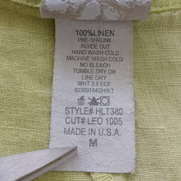 Match Point 100% Linen Artsy Lagenlook Lime Tunic Top - Picture 13 of 16